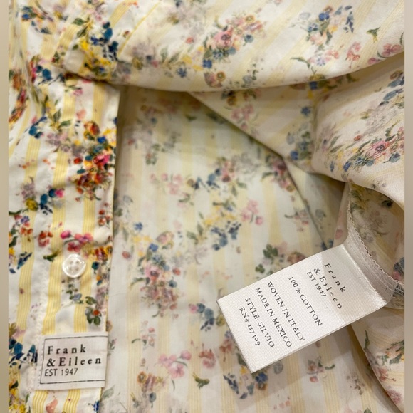 Frank & Eileen Silvio Floral Stripe Button-Up Shirt Size Small - Picture 10 of 12